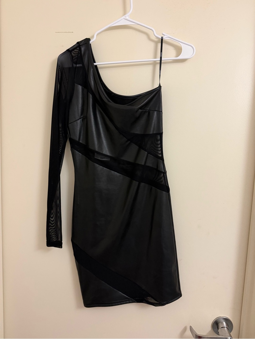 Forever 21 Black One-Shoulder Mesh Insert Cocktail Dress